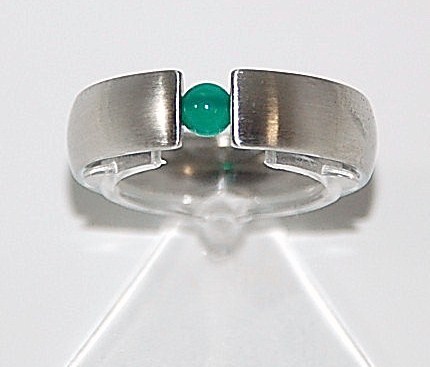 Edelstahlspann Ring mit grünen Achat ca. 4mm AAA 