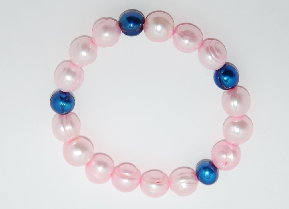 Perlenarmband rosa/blau ca. 10-11mm AA 