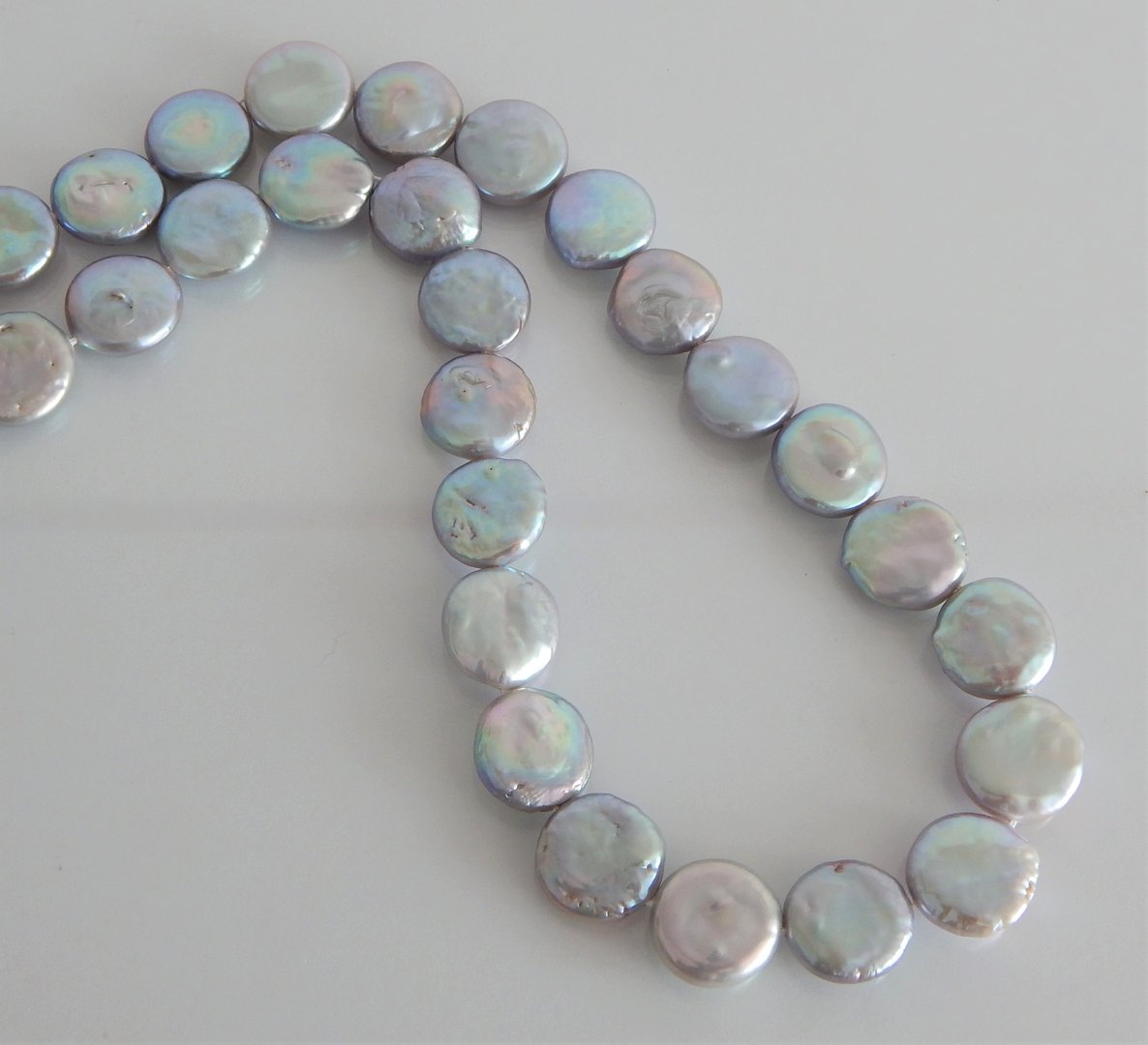 Perlenkette silbergrau ca. 14/16mm AAA Coinperlen