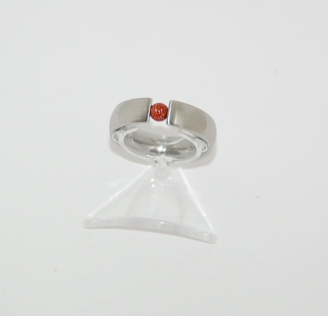 Edelstahlspann Ring mit Goldfluss ca. 4mm AAA 