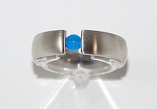 Edelstahlspann Ring mit blauen Achat ca. 4mm AAA 