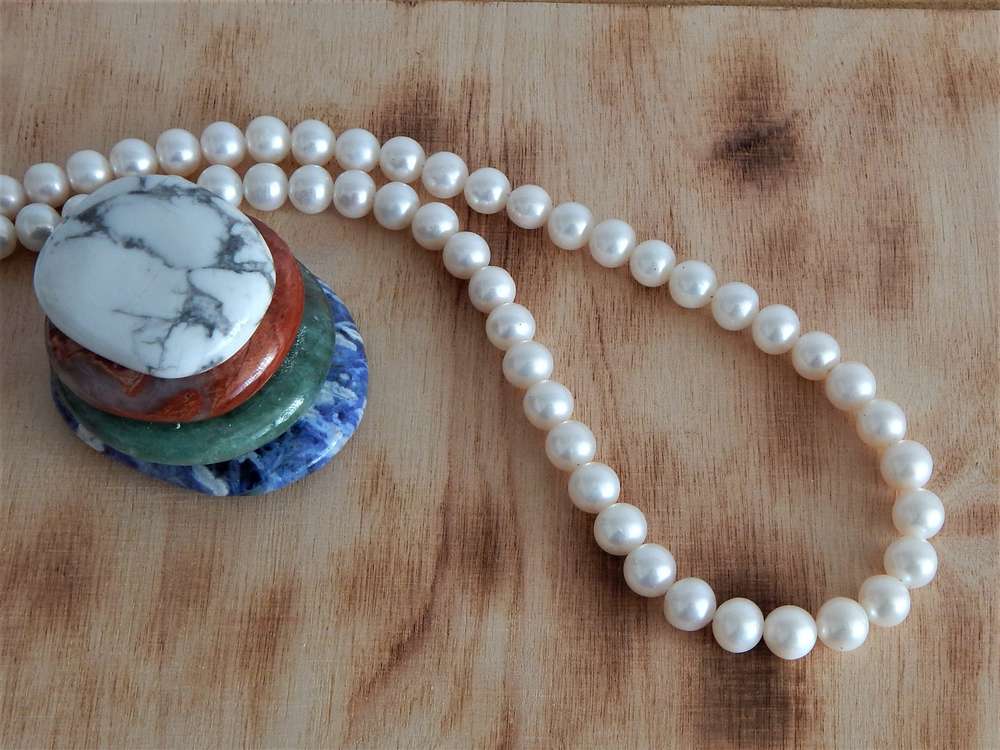 Perlenkette weiß ca. 8-8,5mm A+ rund 