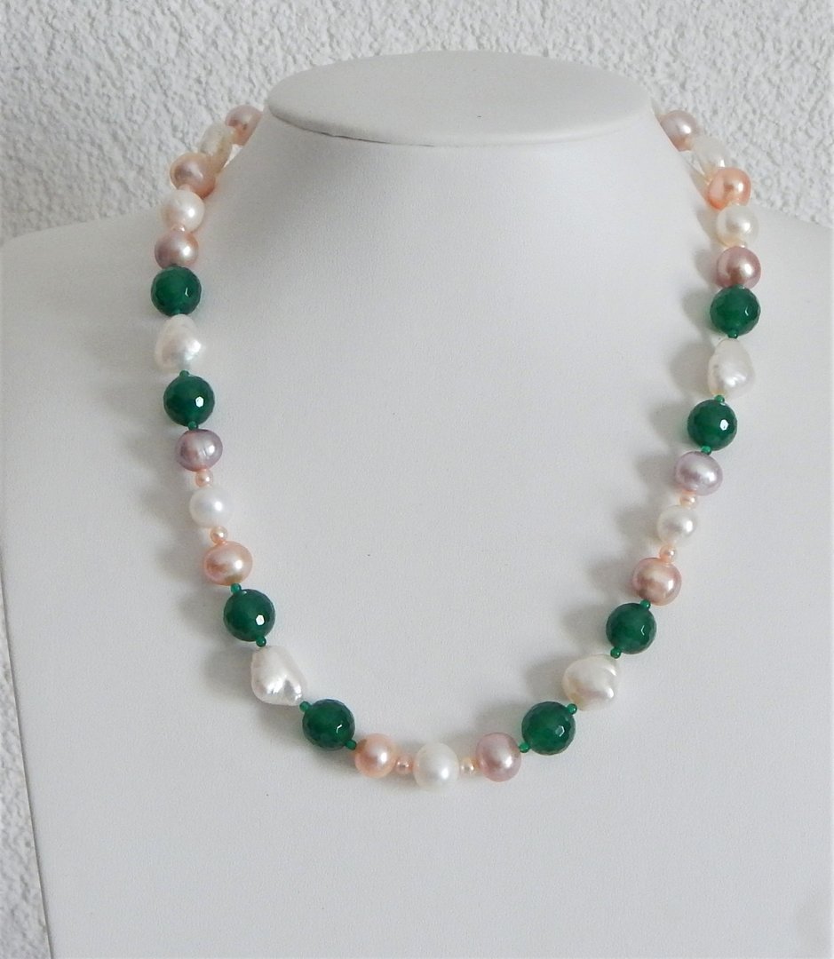 Perlenkette multicolor ca. 5-10mm mit Achat AAA