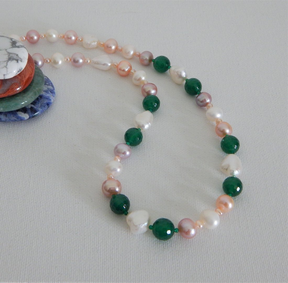 Perlenkette multicolor ca. 5-10mm mit Achat AAA
