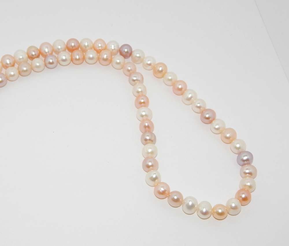 Perlenkette multicolor ca. 8-9mm AA semi-rund