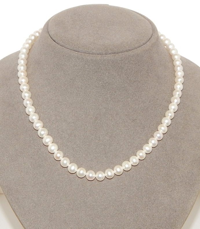 Perlenkette weiß ca. 7,5mm AAA+ rund 