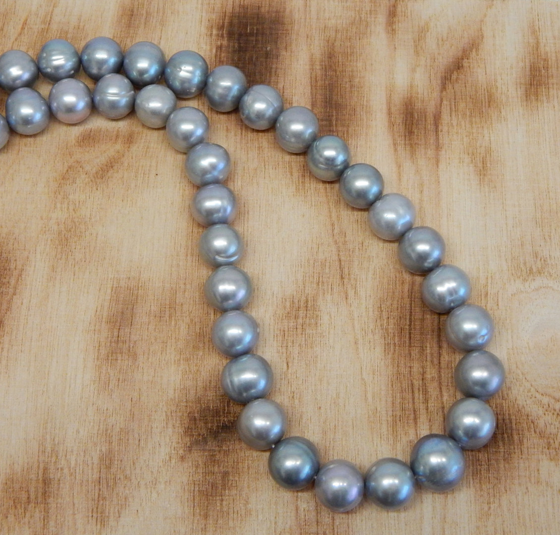 Perlenkette silbergrau ca. 11mm AA+ semi-rund