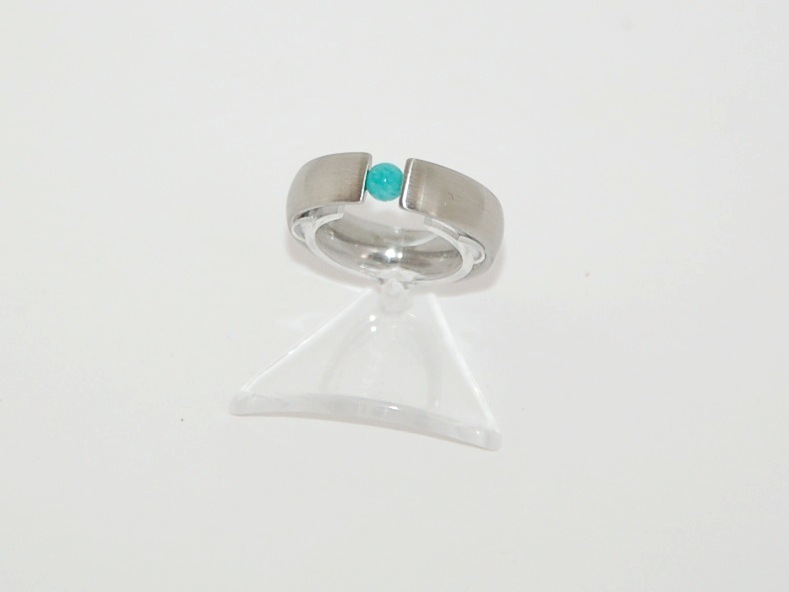 Edelstahlspann Ring mit Amazonit ca. 4mm AAA 
