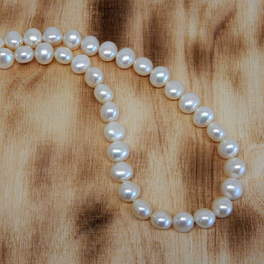 Perlenkette weiß ca. 9mm AA+ barock