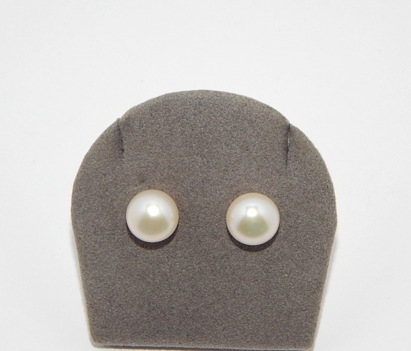 Perlenohrstecker weiß ca. 8mm AAA  bouton 