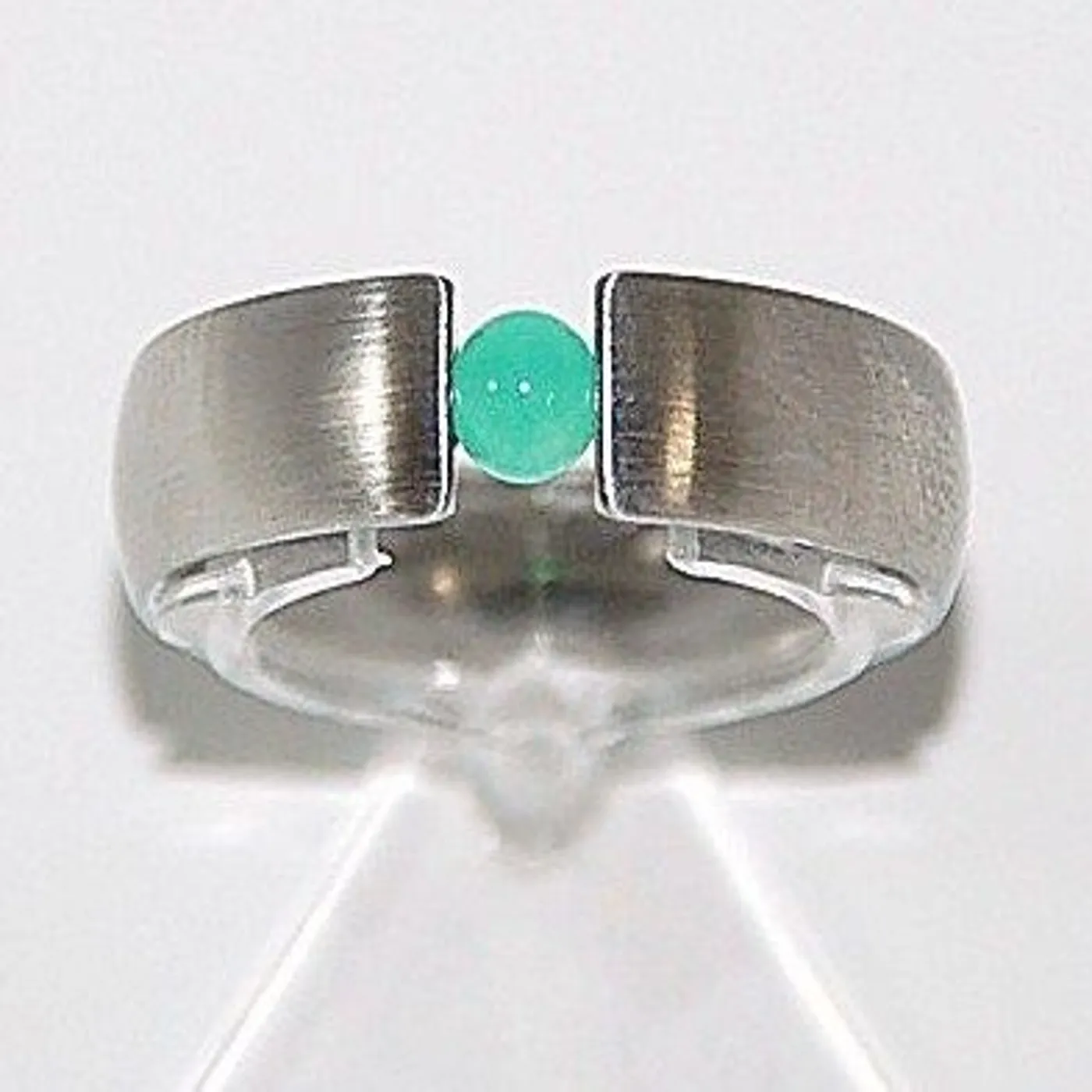 Edelstahlspann Ring mit Chrysopras ca. 4mm AAA 