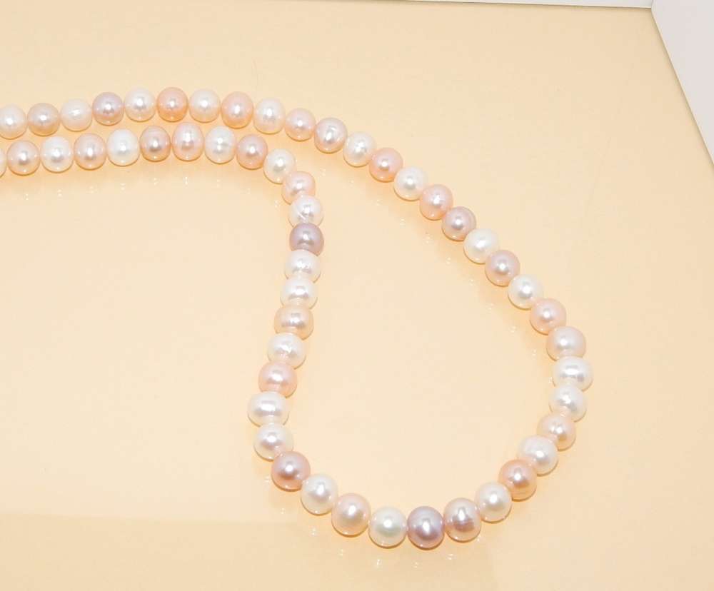Perlenkette multicolor ca. 8-9mm AA semi-rund