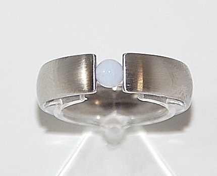 Edelstahlspann Ring mit Chalcedon ca. 4mm AAA 
