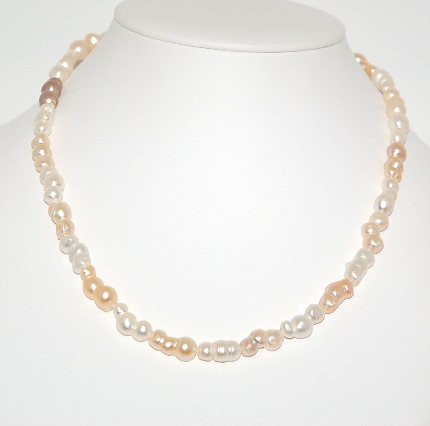 Perlenkette multicolor ca. 7x15mm AA barock