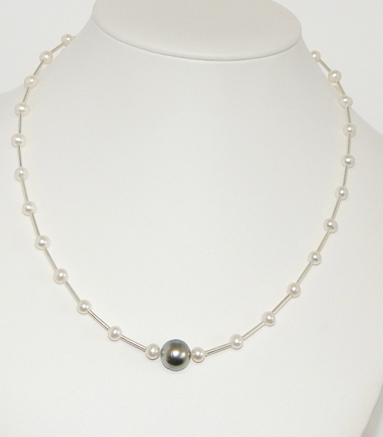 Tahitiperle grau ca. 11mm rund AAA mit Perlen 