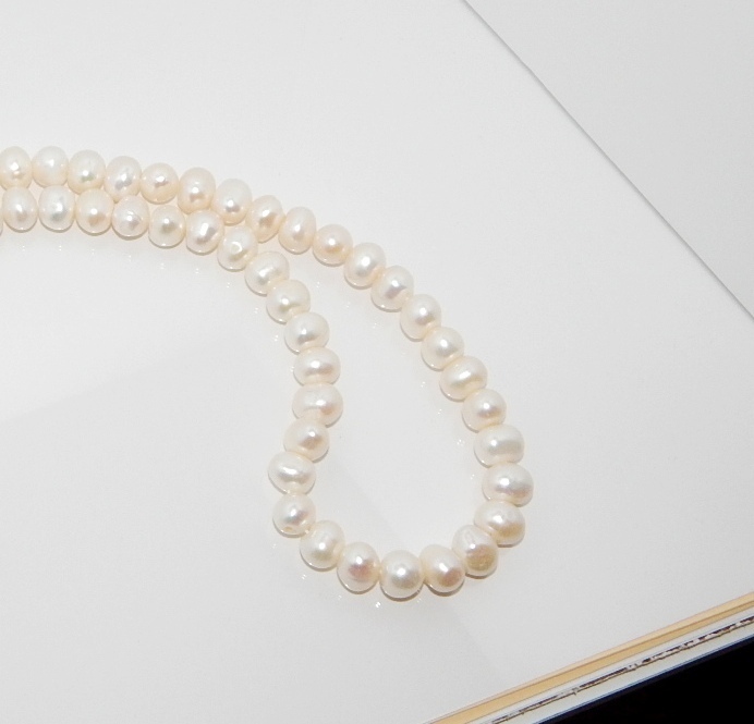 Perlenkette weiß ca. 9-10mm barock AA