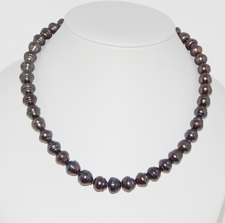  Perlenkette tahitischwarz ca. 9mm A semi-barock