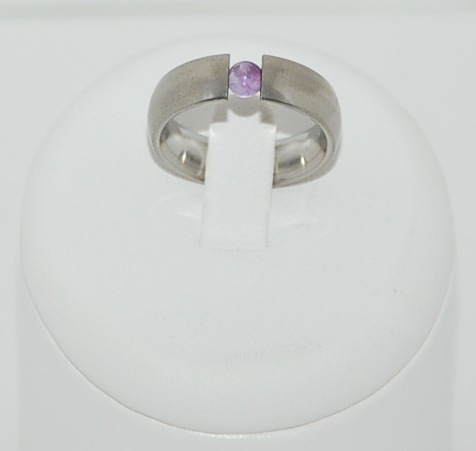 Edelstahlspann Ring mit Amethyst ca. 4mm AAA 