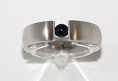 Edelstahlspann Ring mit Onyx ca. 4mm AAA 