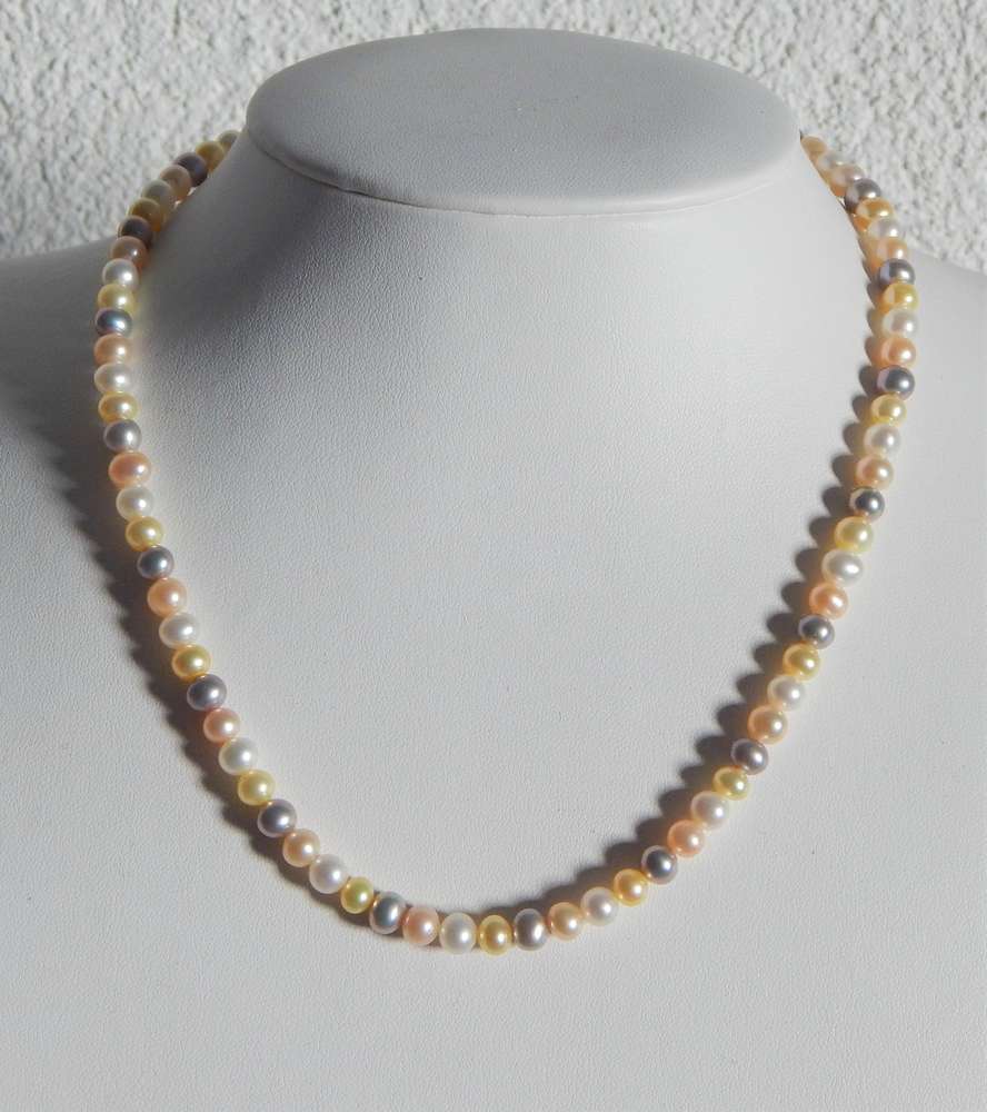 Perlenkette multicolor ca. 5mm AAA semi-rund