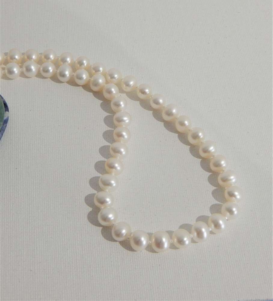 Perlenkette weiß ca. 8-9mm AAA+ semi-rund