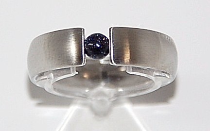Edelstahlspann Ring mit Blaufluss ca. 4mm AAA 