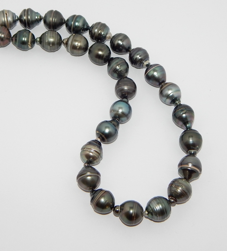 Tahiti Perlenkette Perlenschmuck anthrazit ca. 12mm A 