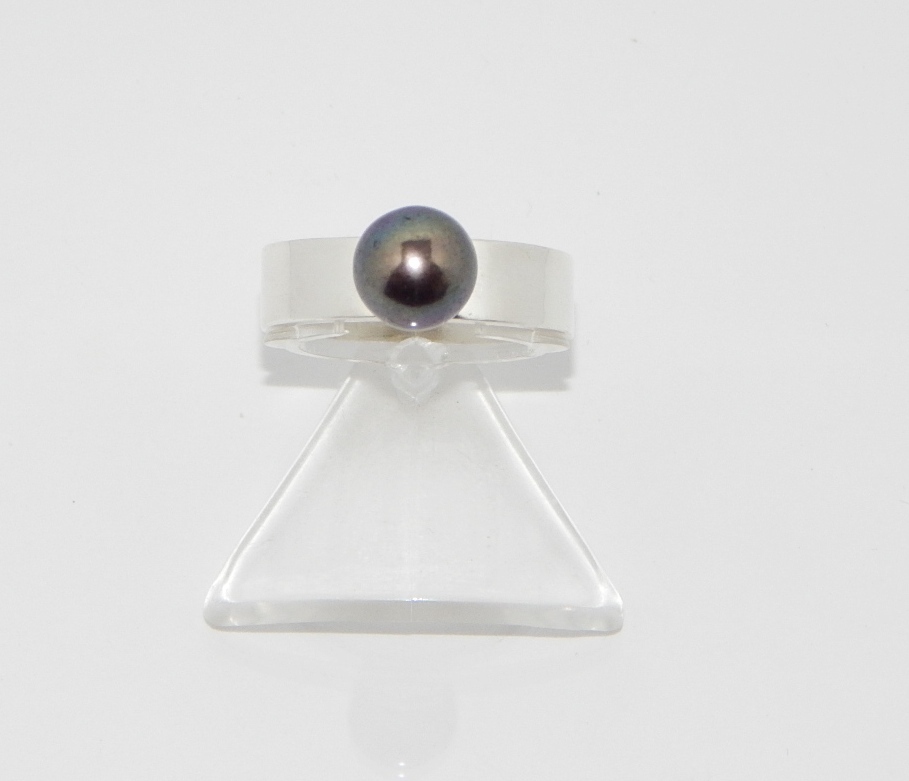 Perlenring Perle anthrazit ca. 8mm AAA rund
