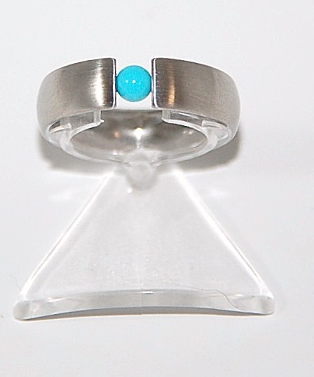 Edelstahlspann Ring mit Türkis ca. 4mm AAA 