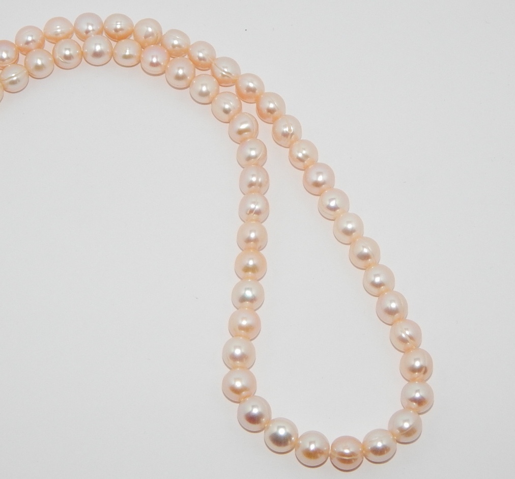 Perlenkette rose ca. 8mm AA semi-rund