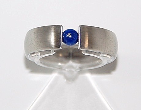 Edelstahlspann Ring mit Lapislazuli ca. 4mm AAA 