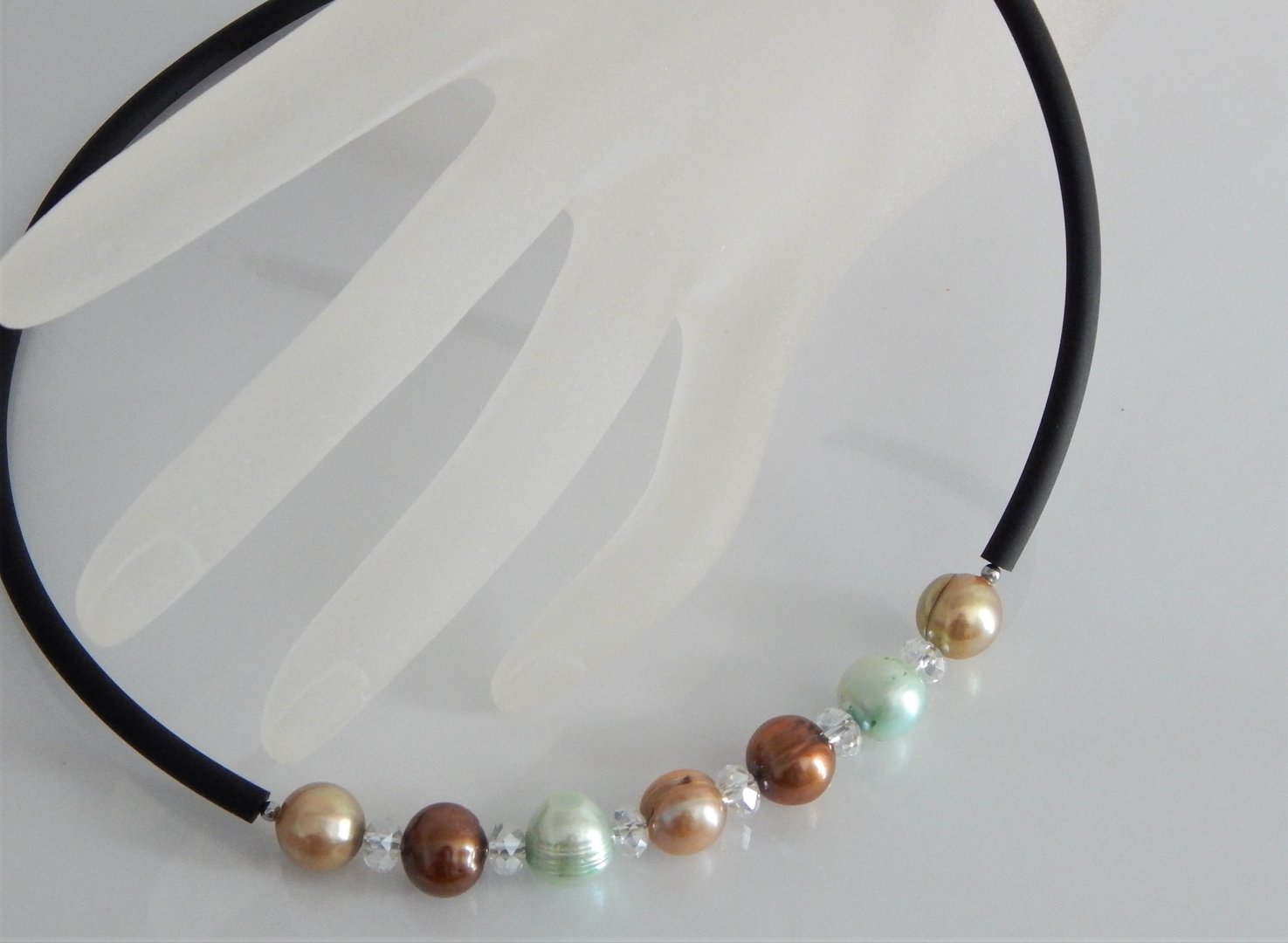 Perlenkette multicolor ca. 9,5mm AAA und Kristalle